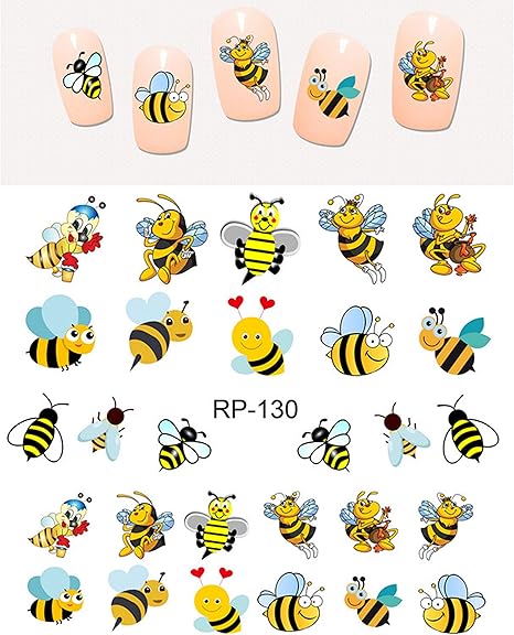 Amazon Com Cute Honey Bee Nail Art Stickers Water Transfer Decals