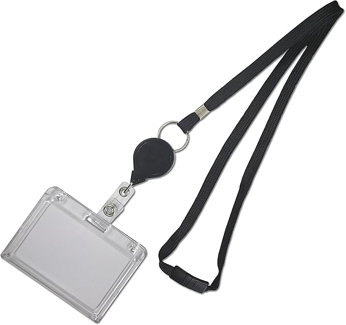 Amazon 3～4枚用 社員証 IDカードケースストラップセット 強化吊り下げリール付き coq34R008 名札・ホルダー