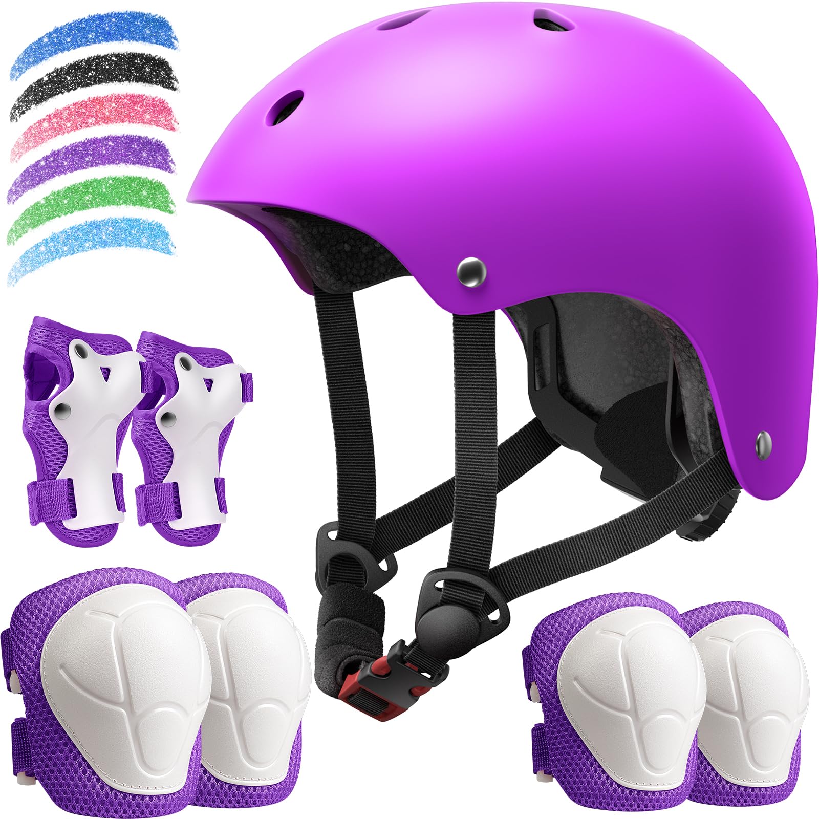 Photo 1 of Kids Bike Helmet Set, Adjustable Helmet for Ages 3-10 Year Boys Girls, Pad Set with Knee and Elbow Pads for Bike, Roller, Skating, Scooter, Longboard and More Sports