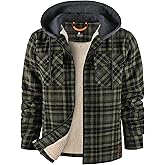 Ceoutdoor Men's Flannel Jacket Vintage Plaid Zip Up Sherpa Lined Fleece Coat Warm Winter Work Jackets with Hood