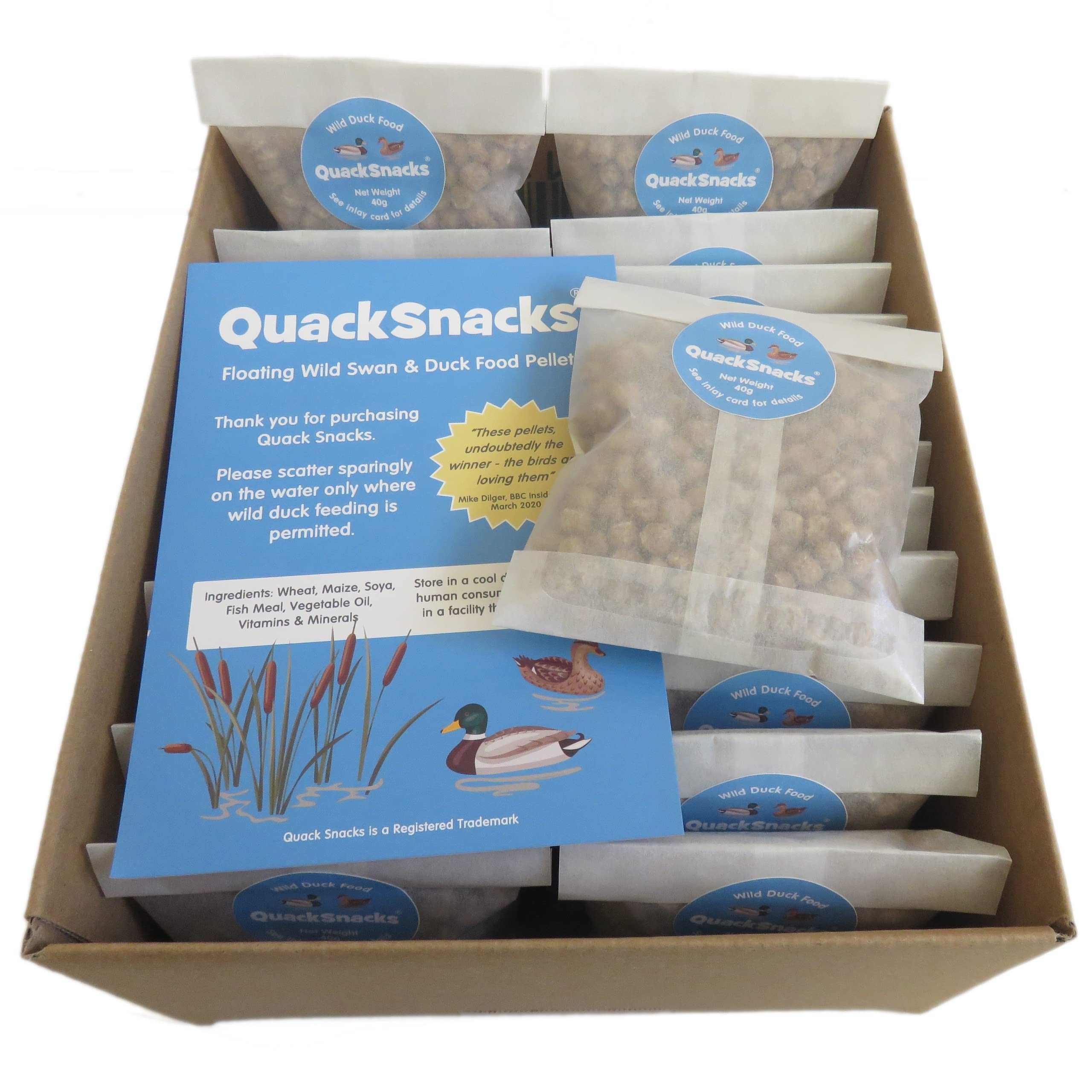 Quack Snacks Floating Wild Swan and Duck Food Pellets (22 Portion Packs)