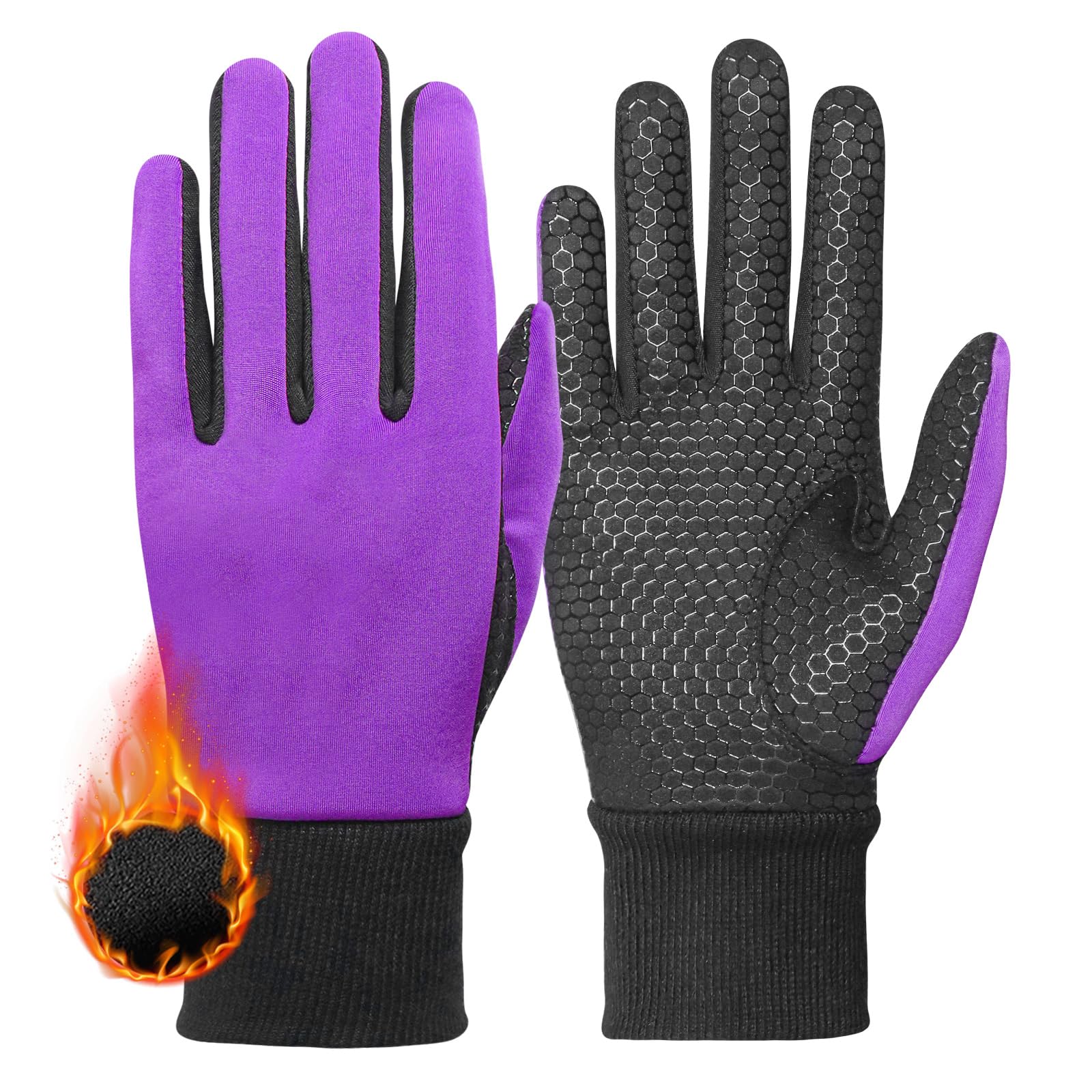 FINGER TEN Winter Golf Gloves Women Warm Left Hand Right Grip Cold Weather Value Pair, Womens Golf Glove Wear Resistant Non Slip Flexible Durability (M,Purple)