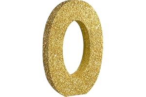 TONIFUL 7.8 Inch Gold Glitter Number 0 Wooden Table Centerpieces Birthday Party Decorations,Shining Golden Digital 0 for Birthday Decorations,New Year,Graduation Decoration,Anniversary,Prop (1 Pack)