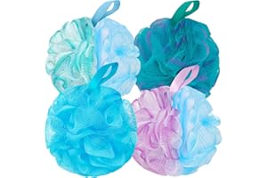 BCKENEY Bath Loofah Shower Sponge Body Back Scrubber Soft Mesh Shower Puffs Exfoliating Loofa for Women & Men Bath Accessories Cleaning Tool (4Pack 60G Loofah Sponge, Forest Fairy)