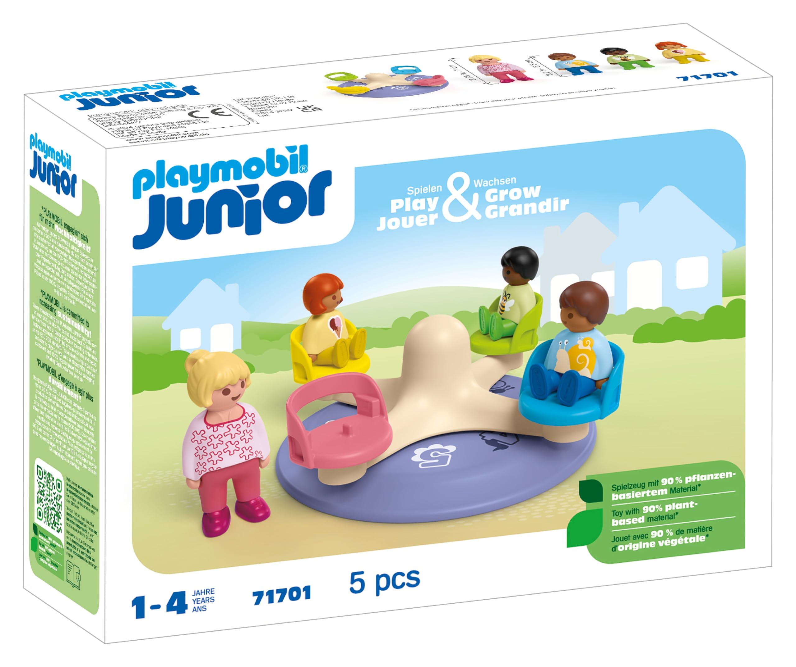 PLAYMOBIL 71701 JUNIOR Number-Merry-Go-Round, Developmental early learning toys for toddlers with rotating wheel, educational toys, made from over 90% plant-based plastics. For Children 12 months +