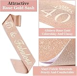 Amosking 40th Birthday Decorations for Women Sash Tiara Cake Topper Balloons view 4