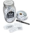 Top Shelf 50th Birthday Wish Jar With 100 Tickets, Pen, and Decorative Lid