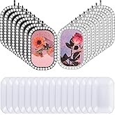 Hicarer 16 Pieces Rhinestone Pendant Tray Set Includes 8 Rhinestone Bezel Oval Pendant Bases and 8 Glass Cabochons Jewelry Making DIY for Necklace Bracelet Craft Project Photo Ornament