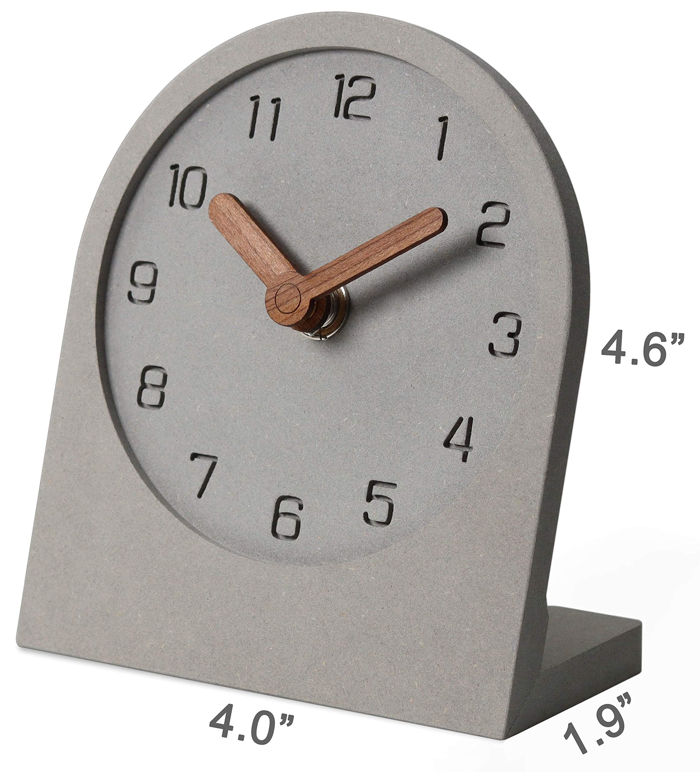 Wooden Silent Non-Ticking Battery Operated Decorative Small Mini Analog Modern Shelf Desk Table Mantel Clock for Home, Office, Living Room, Bed Room (Gray)