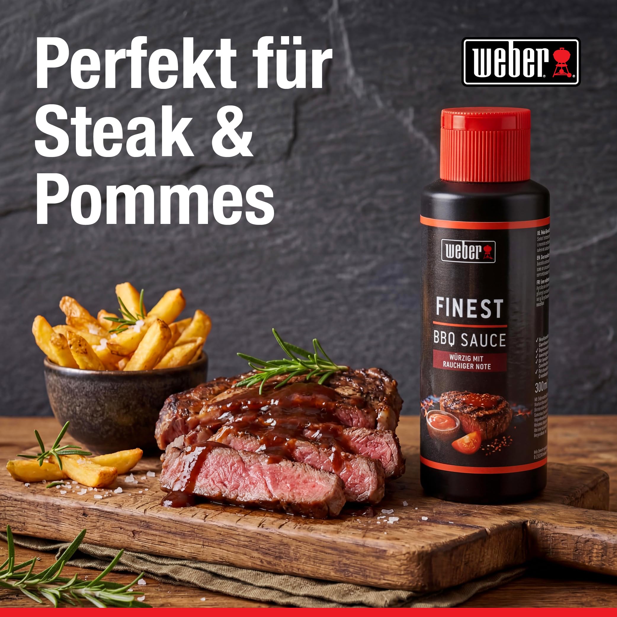 Weber Finest BBQ Sauce 300 ml - Rauchige Grillsauce für Rind, Lamm, Geflügel & Schwein - Intensiv würziger BBQ Geschmack - Grill Sauce Vegan, glutenfrei, laktosefrei, ohne Konservierungsstoffe 4