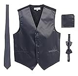 Gioberti Men's Formal Vest Set, Bowtie, Tie, Pocket
