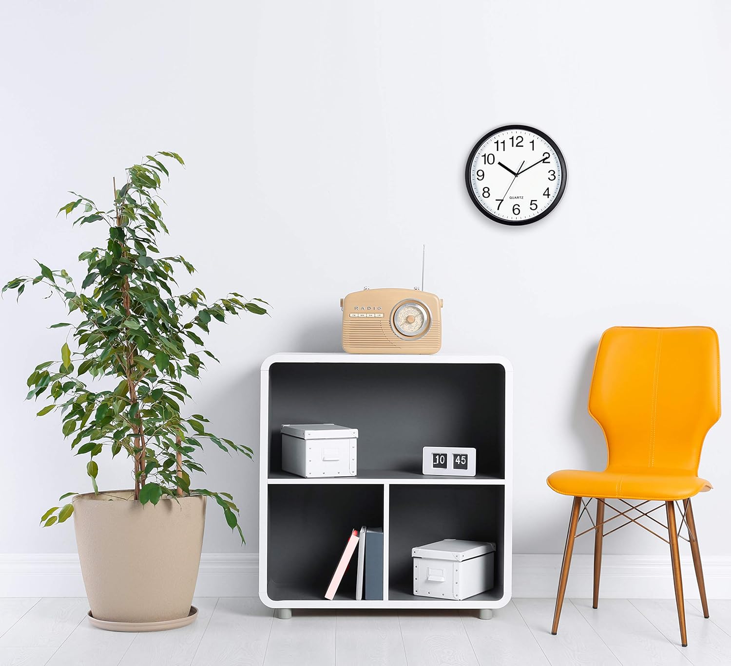 Bernhard Products Black Wall Clock Silent Non Ticking 10 Inch Quality Quartz Battery Operated Round Easy to Read Home/Office/Classroom/School Clock: Home & Kitchen