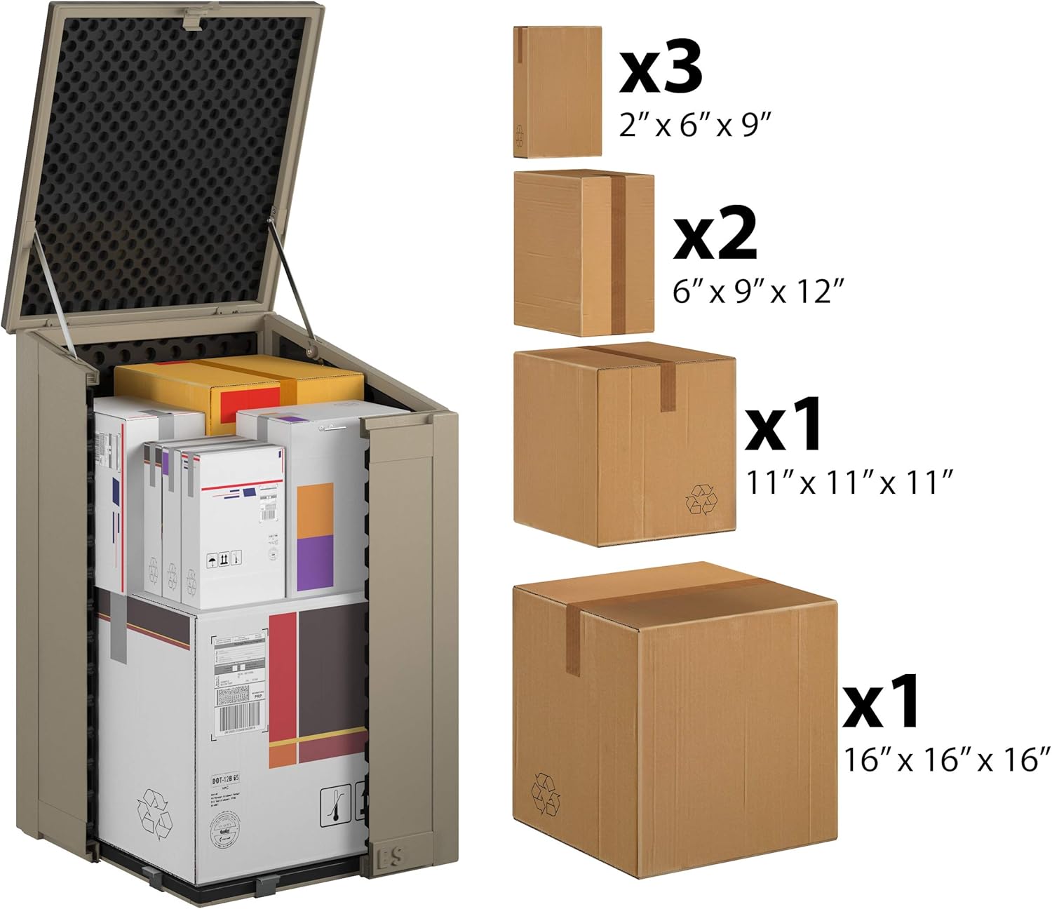 Cosco Outdoor Living 88333BTN1E, Large Lockable Package Delivery and Storage Box, 6.3 Cubic feet, Tan BoxGuard - - 