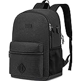 Liokesa Casual Laptop Backpack,School Backpack Large Bookbag with USB for High School College Students Office Business, Black