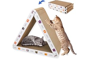CATISM Cat Scratcher Cat Scratching Board - Foldable - Triangle, 6 Usable Sides Scratchers for Indoor Cats, Durable Recyclable Cats Cardboard Vertical(Pack of 3)