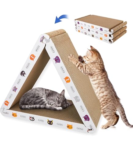 Rascador Para Gatos De Cartón Inclinado - Con Hierba Gatera, Reversible, 50x23x15 Cm