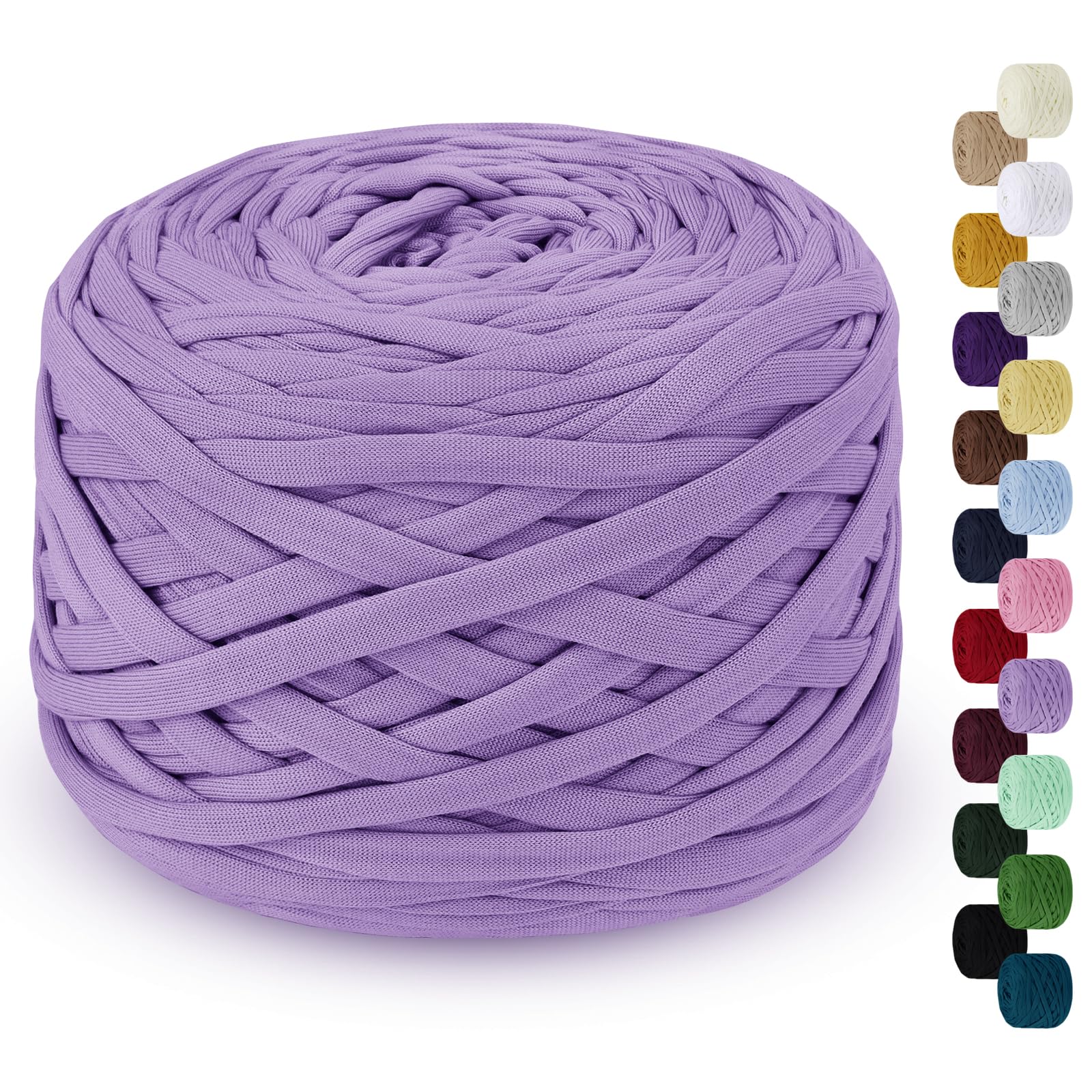 LEREATI 285g T-Shirt Yarn for Crocheting - 100m Elastic Ribbon Thick Fabric for Knitting Crochet Bag, Blanket, Basket, DIY Projects, Home Decor (Taro Purple)