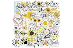 50Pcs Sunflower Decals, Motivational Daisy Stickers, Inspirational Waterproof Stickers for Hydroflask, Laptop, Kids, Teens, A