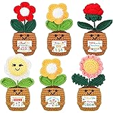 Wavwavw 6 Pcs Thank You for Helping Me Grow Teacher Appreciation Gift Teacher Thank You Gift Sunflower Crochet Doll with Card for Graduation Birthday from Students
