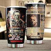 Horror Movie Character Inspired Tumbler 20 Oz, But You Can't Kill Tumbler The Boogeyman Newspapers Mug, Stainless Steel Water Bottle for Hot & Cold Drinks Tea Cup Iced Coffee Travel Mug