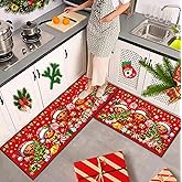 UYDOXCU Merry Christmas Kitchen Rugs and Mats Set of 2, Gingerbread Man Winter Xmas Holiday Home Kitchen Decor Floor Mats, Washable Non-Slip Sink Carpet 17