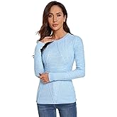 AmélieBoutik Women Cotton Blend Crewneck Long Sleeve Cable Knit Pullover Sweater