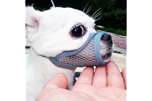 MOIILAVIN Dog Muzzle, Soft Mesh Muzzles for Small Dogs, Chihuahua Shih Tzu Yorkie Pom, Short Snout Mouth Guard for Barking Biting Grooming, Breathable Adjustable Puppy Muzzle (Summer Blue, S)