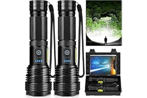 BERCOL Flashlight LED Rechargeable Flashlights High Lumens, 99,000 LM Super Bright Powerful Flashlight, High Powered Flash Lights Waterproof Handheld Flashlights for Home Camping Hiking(2 Pack)