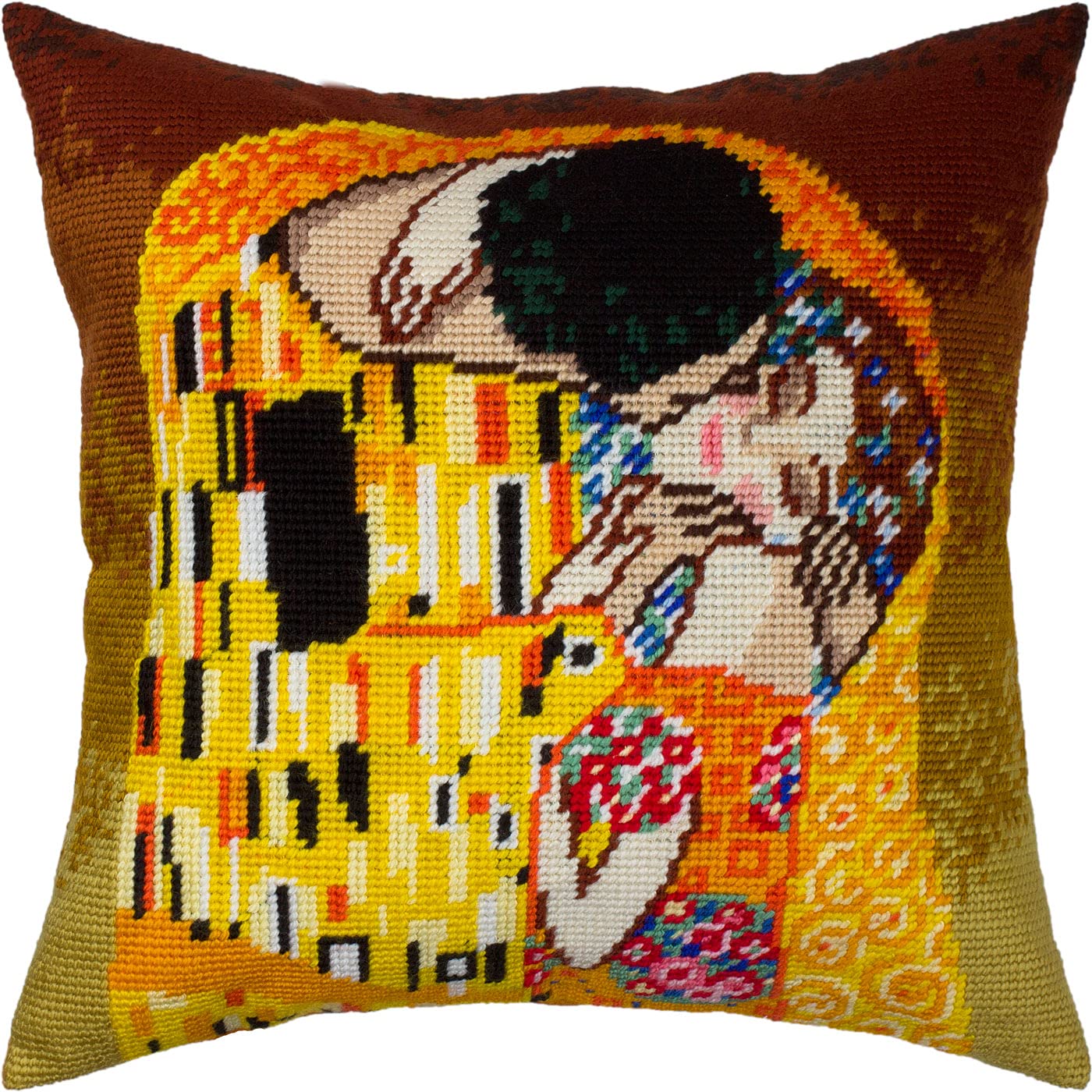 Brvsk The Kiss. Embroidery Kit w/Printed Tapestry Canvas (40 × 40 cm) — Embroidery Cushion Kit for Creative Home Décor — Needlework Kit for Adult Beginners
