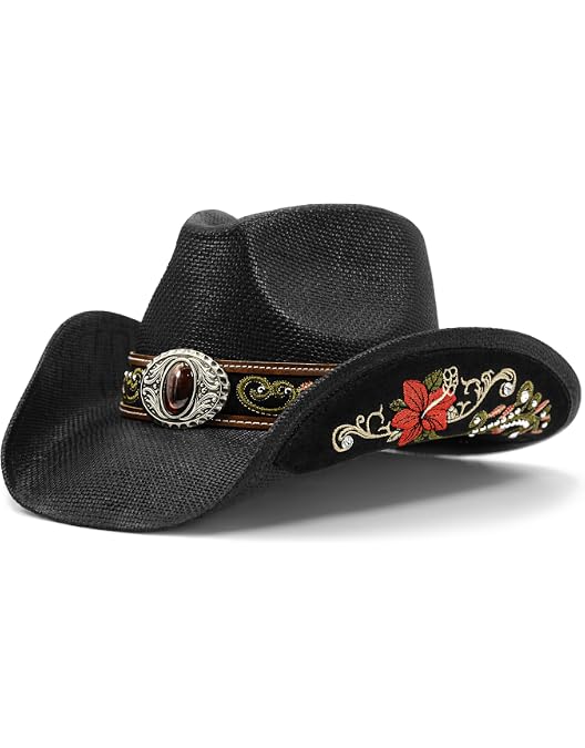 Amazon.com: Carnavalife Boho Western Straw Cowboy Hat Star  display picture 3