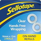 Sellotape On-Hand Refills 18mm x 15m Pack of 2 Extra Sticky Clear Tape view 3