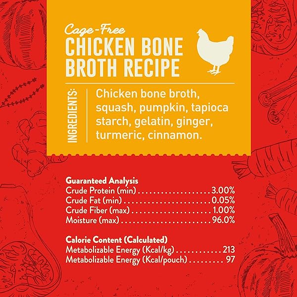 STELLA & CHEWY’S PREMIUM CAGE-FREE CHICKEN BONE BROTH FOR DOGS – JOINT & GUT HEALTH SUPPORT LIQUID FOOD TOPPER WITH COLLAGEN & TURMERIC, 16 FL OZ RESEALABLE POUCH