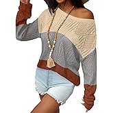 Zeagoo Crochet Tops for Women Off The Shoulder Sweaters Summer Long Sleeve Hollow Out Knit Beach Clothes S-XXL