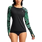 SANTINY Women's Rash Guard UPF50+ SPF Long Sleeve Swimsuits Top UV Sun Protection Swim Shirts for Woman with Zip