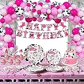 Disco Cowgirl Party Decorations, 171Pcs Western Horse Birthday Party Decoration Supplies for 16 Guests with Plates, Napkins, Forks, Tablecloth, Cake Topper, Fringe Curtain, Balloon Banner