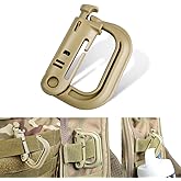DYZD Tactical Gear ABS Plastic Molle D Ring Shape Buckle, Super-Handy Spring Snap Key Chain Clip Hook Screw Lock Buckle(4PCS)