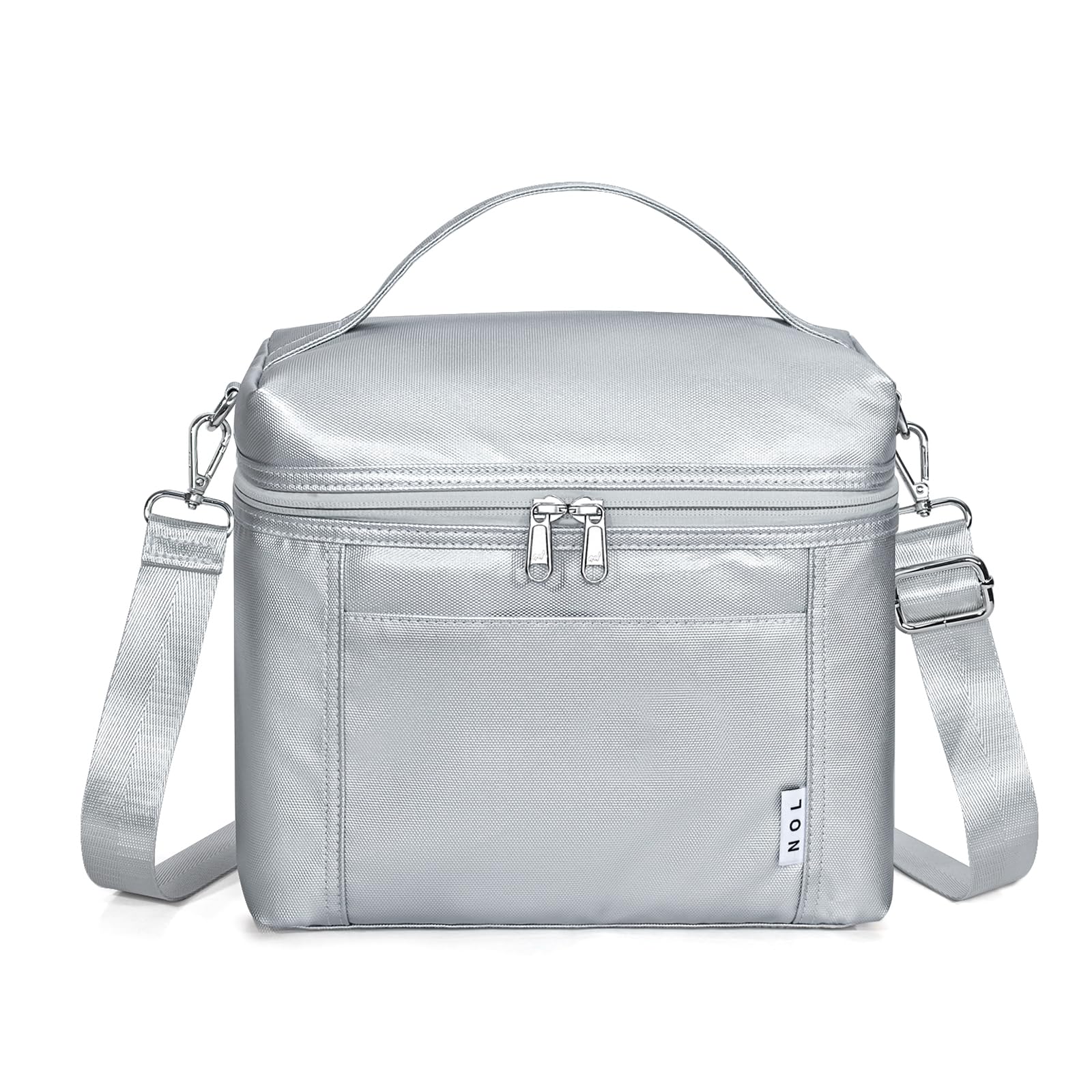 Photo 1 of NOL Natural Organic Lifestyle Insulated Lunch Bags for Women Cooler Bag Lightweight Nylon Waterproof Lunch Box For Work (Silver, Medium(normal))
