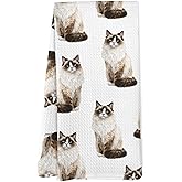 Yorhifa Ragdoll Cat Gifts Kitchen Dish Towel, Gifts for Women Cat Mom Lovers Owner, Ragdollcat Accessories, Ragdoll Cats Decor Hand Dish Towels for Bathroom Decor 16x24 Inches
