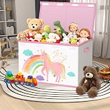 VERONLY Toy Storage Box with Lids Beige & Pink 83L Foldable Kids Basket view 4