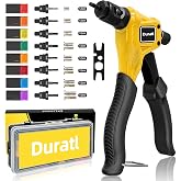 Duratl 8" Rivet Nut Tool Kit with 8 Mandrels &amp; 96 Pcs Rivet Nuts | One Handed Rivnut Tool Kit for Tight Spaces with Wrench &amp; Carrying Case, Ideal for Automotive, Home and DIY Projects