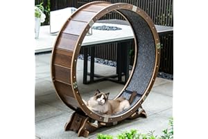 DECENT VRVEGE Upgraded Walnut Cat Exercise Wheel for Indoor Cats,Large Cat Wheel Exerciser Treadmill,Pre-Installation Cat Fitness Spinning Running Wheel,Pet Walking Workout Toy,Cat Fast Run Exercise Fitness Device
