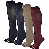 Dr. Motion Compression Knee High Socks for Women - 4 Pairs Pack