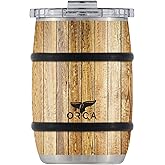 ORCA Barrel 12oz | Temperature Insulated, Stainless Steel Tumbler with a Classy Wood Grain Print, for Whiskey, Beer, Coffee or Whatever You're Having — White Oak