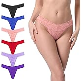 Umiehary 10 Pieces T Back Low Waist See Through V Shape Panties Underwear Lace Cotton Thongs XSmall-4XLarge