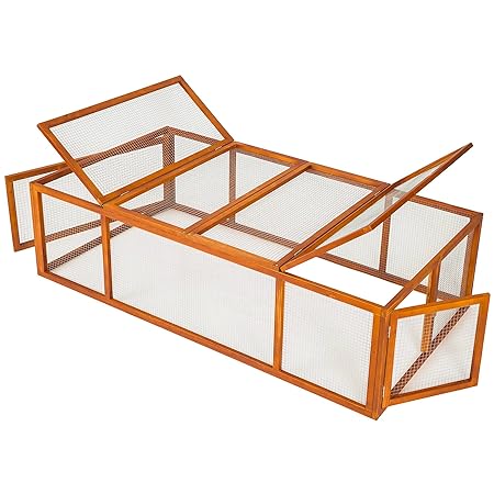 TecTake Hasenstall XXL Kaninchenstall Freigehege aus imprägniertem Holz und Metallgitter ca. 181 x 90 x 49 cm