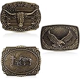 Suncalla 3 Pcs Western Rodeo Belt Buckle for Men Women Cross Cowboy Cowgirl Vintage Longhorn Kneeling Horse Bull eagle