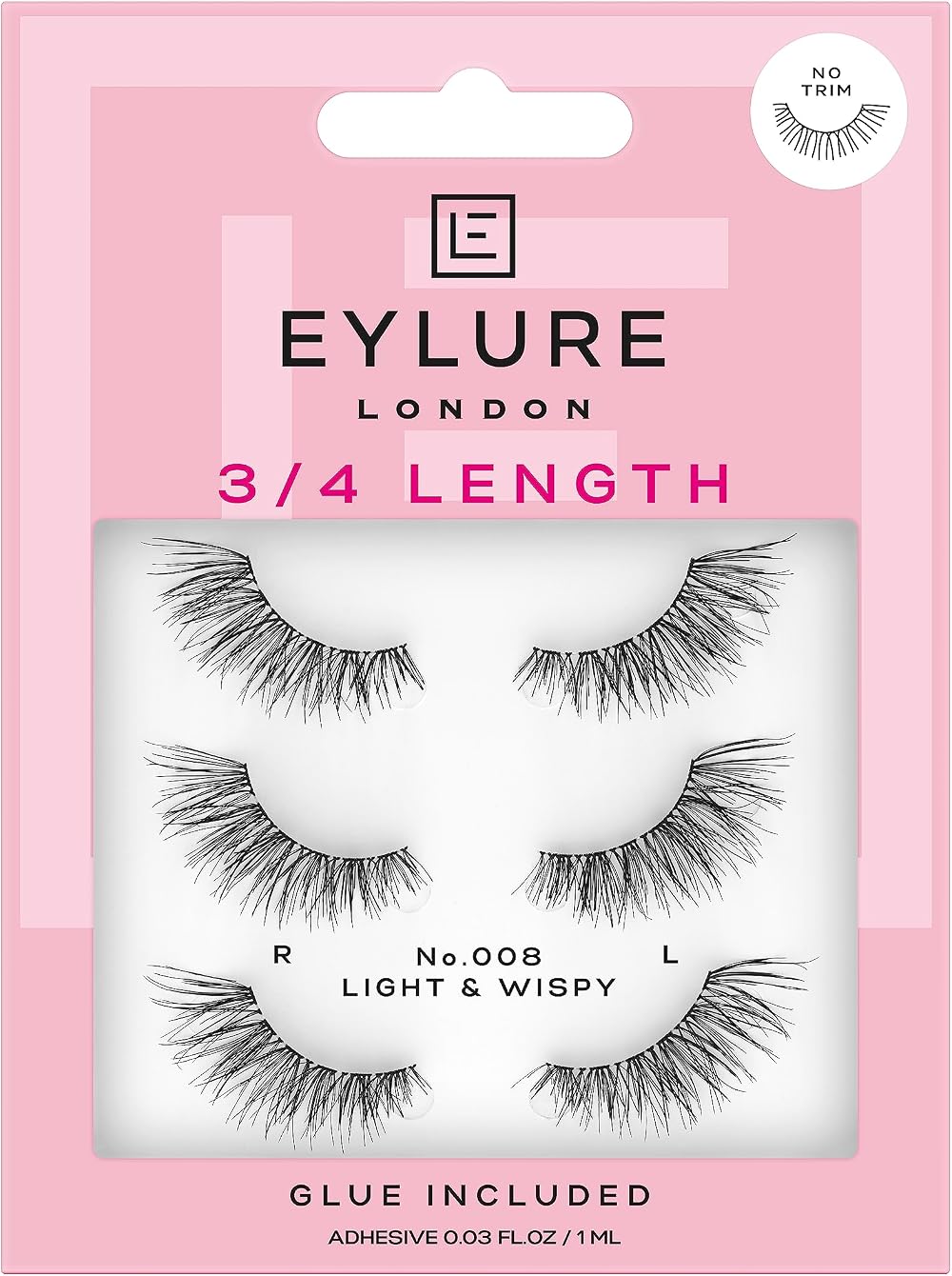 Eylure London 3/4 Length 008 Lashes with Glue Included