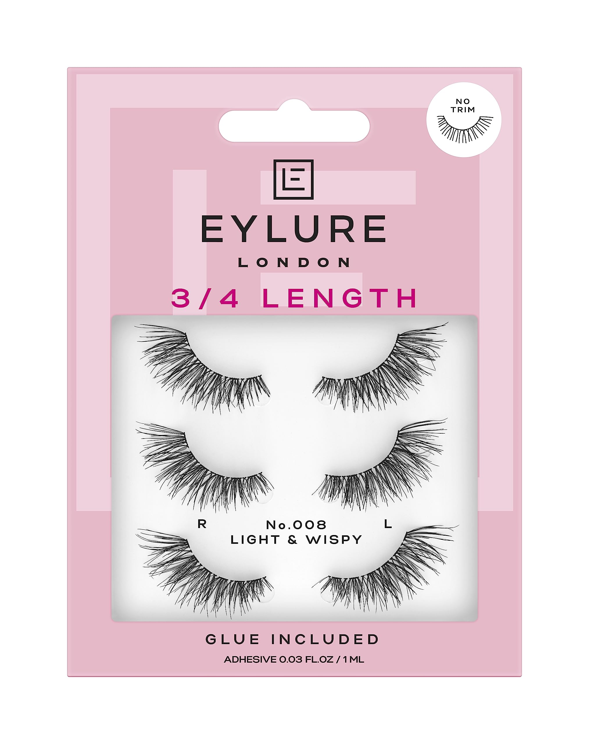 Eylure LONDON 3/4 LENGTH 008 (Glue Included) (packaging may vary)