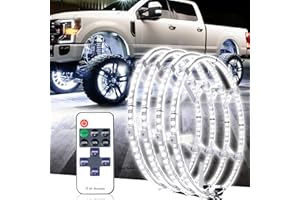 Tavaray 4PCS 17" Super Bright Double Row Pure White Wheel Lights, Remote Control with Flashing Modes, IP67 Waterproof, 6500K LED Wheel Ring Lights for Trucks Cars SUV Pickup Vehicles Offroad