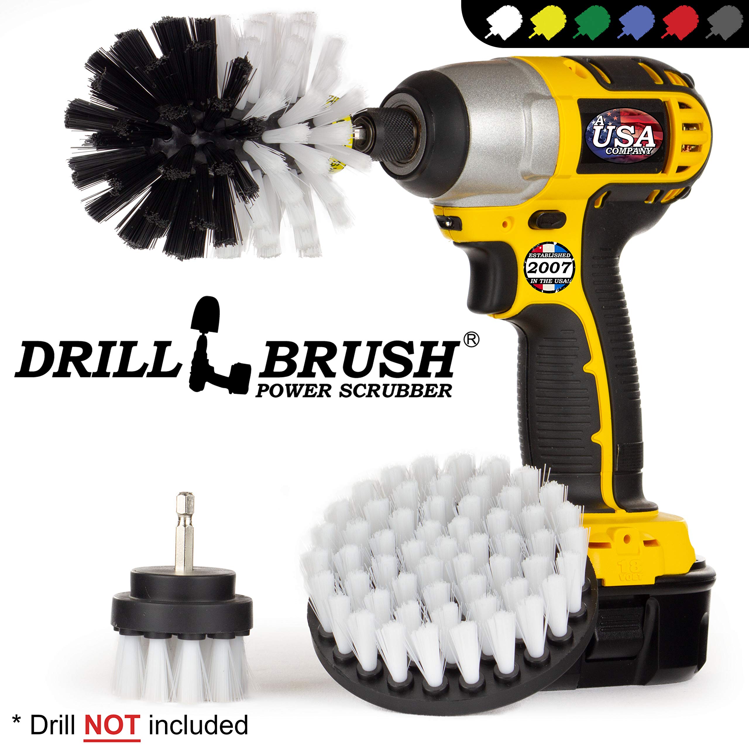 Drillbrush Car Detailing Kit | Drill Brush Set – Soft Bristle Power Scrubber Attachments for Cleaning Car Interior, Upholstery, Carpet, Seats, Wheels, Rims, Dash, Console, and Trim - Nylon Scrub Brush